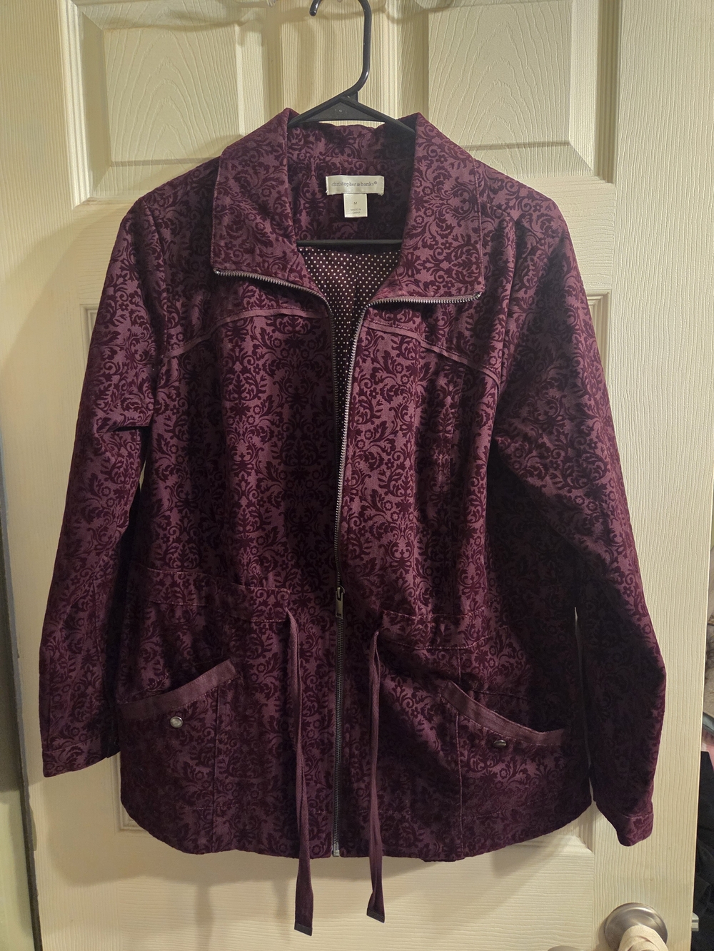 Women's Purple Patterned Zip-Front Jacket